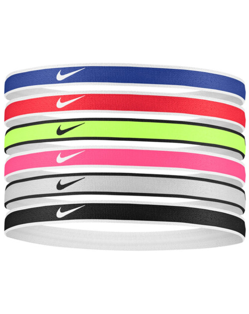 Повязка на голову (налобник) NIKE SWOOSH SPORT HEADBANDS 6 PK TIPPED UNIVERSITY RED/GAME ROYAL/VOLT OSFM