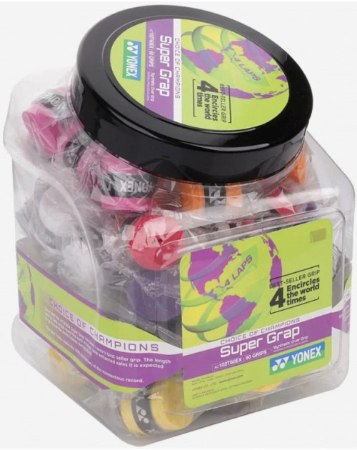 Намотки Yonex AC102-60 Super Grap Overgrip Bucket Pack (60 шт.) (Assort)