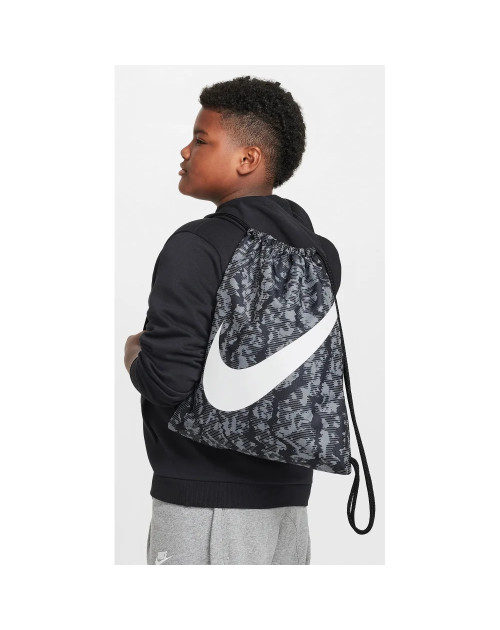 Рюкзак-мешок Nike Y NK DRAWSTRING - CAT AOP FA24 12L черный, серый Дит 35х46 см