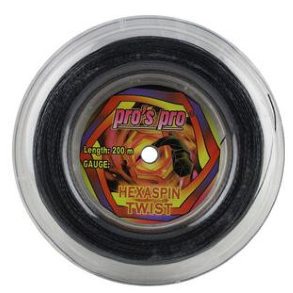 Тенісні струни Pro's Pro Hexaspin Twist 1.30bk (бобіна 200м) Тенісні струни Pro's Pro Hexaspin Twist 1.30bk (бобіна 200м)