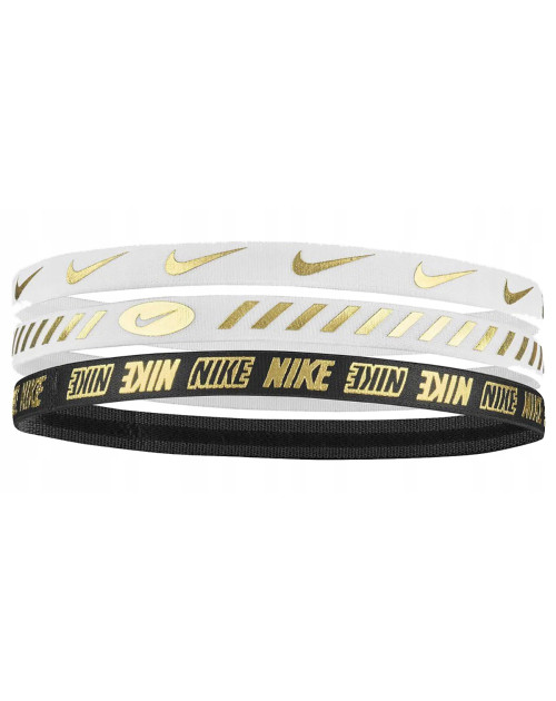 Повязка на голову (налобник) NIKE W HEADBANDS 3.0 3 PK METALLIC WHITE/WHITE/BLACK