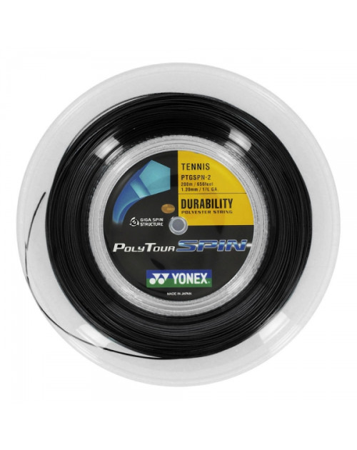 Тенісні струни YONEX POLY TOUR SPIN BLACK (бобіна 200м)