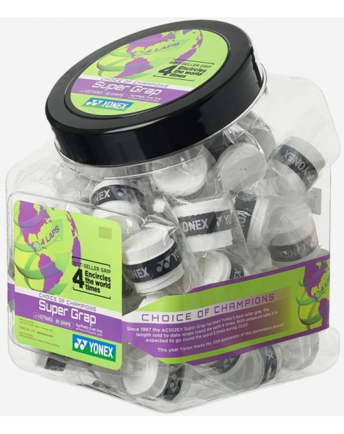 Намотки Yonex AC102-60 Super Grap Overgrip Bucket Pack (60 шт.) (White)