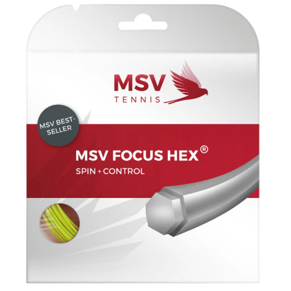 Тенісні струни MSV Focus Hex 12m Neon Gelb 1.25 Тенісні струни MSV Focus Hex 12m Neon Gelb 1.25